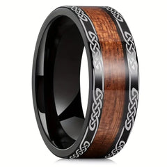 Fashion 8mm Men Stainless Steel Rings Inlay Meteorite Abalone Shell Rings For Men Women Wedding Engagement Band Jewelry Gift - Otaj Gifts