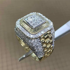 Unisex Ring Inlaid with White Zircon Stones - Otaj Gifts