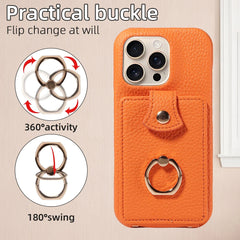 For IPhone 16 Pro Max 15 Pro Max 14 13 12 11 Pro Max 7 8Plus 16e PU Leather Phone Case with Ring Card Slots Anti-Fall Case