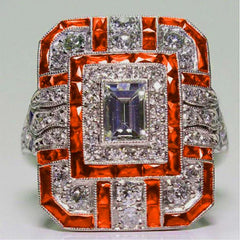 New Ladies Ring Luxury Large Square Jewelry Wedding Artificial Zircon Simple Atmosphere Luxury Party - Otaj Gifts