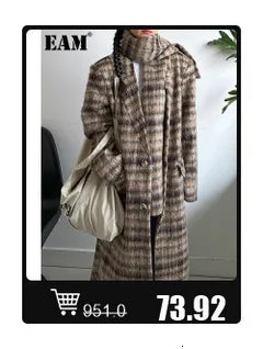 EAM Women Black Irregular Slit Big Size Trench New Stand Collar Long Sleeve Windbreaker Fashion Spring Autumn 2025 1DH0755 - Otaj Gifts