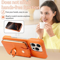 For IPhone 16 Pro Max 15 Pro Max 14 13 12 11 Pro Max 7 8Plus 16e PU Leather Phone Case with Ring Card Slots Anti-Fall Case