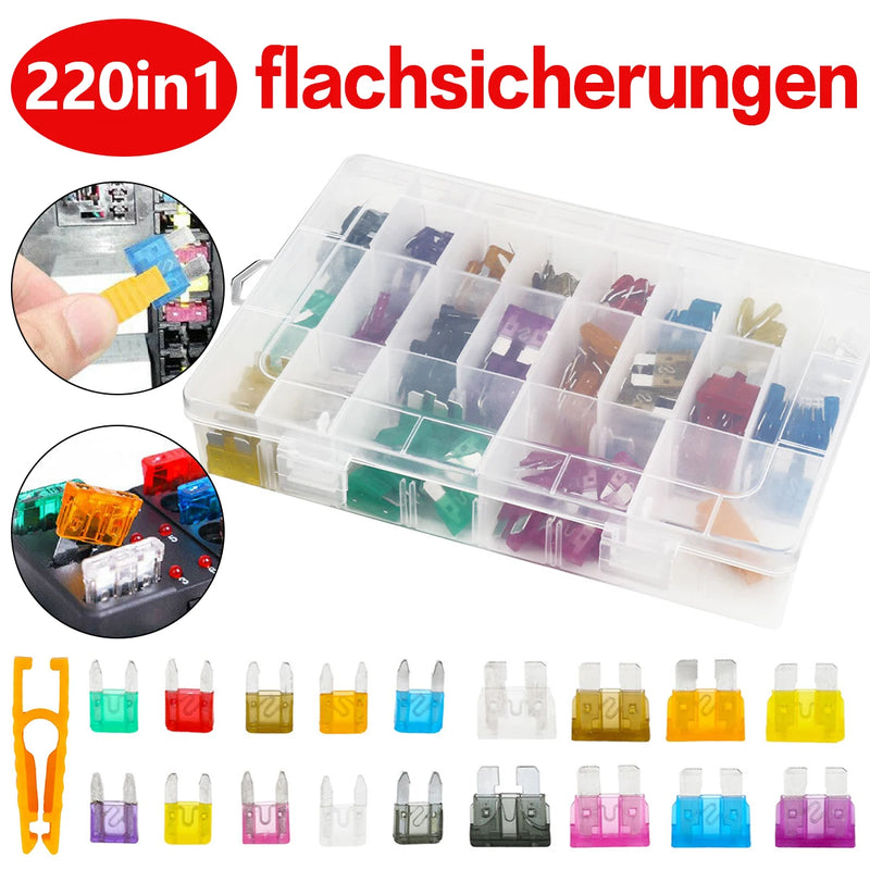 220pcs Car Fuse Assortment Kit Multiple Colors Dustproof Durable Automotive Fuse Replacement Car Accessories Kit for Car Truck - Otaj Gifts