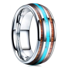 Fashion 8mm Men Stainless Steel Rings Inlay Meteorite Abalone Shell Rings For Men Women Wedding Engagement Band Jewelry Gift - Otaj Gifts