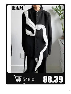 EAM Women Black Irregular Slit Big Size Trench New Stand Collar Long Sleeve Windbreaker Fashion Spring Autumn 2025 1DH0755 - Otaj Gifts