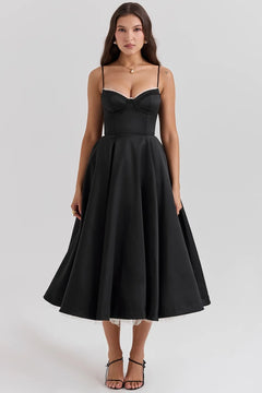 Summer Long Evening Dress Elegant Spaghetti Strap Corset Satin Prom Dress - Otaj Gifts