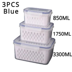 1/2/3pcs Refrigerator Storage Box Fridge Organizer Fresh Vegetable Fruit Drain Basket Storage Container Pantry Kitchen Organizer - Otaj Gifts