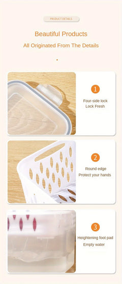 1/2/3pcs Refrigerator Storage Box Fridge Organizer Fresh Vegetable Fruit Drain Basket Storage Container Pantry Kitchen Organizer - Otaj Gifts