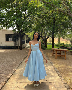 Summer Long Evening Dress Elegant Spaghetti Strap Corset Satin Prom Dress - Otaj Gifts