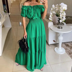 Summer Boho Red Dress Fashion Short Sleeve Beach Long Dress Casual Loose Elegant Holiday Party Dresses For Women Robe Femme 2023 - Otaj Gifts
