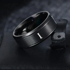 1pc Fashion 26 English Letters Ring With Double Beveled Edges, Men's Stainless Steel Ring - Otaj Gifts
