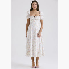 White Dress Women Halter Cotton Long Dress Lace Elegant Party Outfits - Otaj Gifts