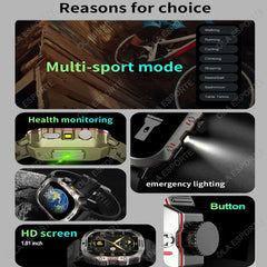 2025 New style Military Smart Watch Men IP68 5ATM Outdoor Sports Fitness Tracker Health Monitor 1.81Inch BT Call Smartwatch - Otaj Gifts