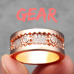 Stainless Steele Fidget Spinner Gemstone Gear Rings for Men or Women - Otaj Gifts
