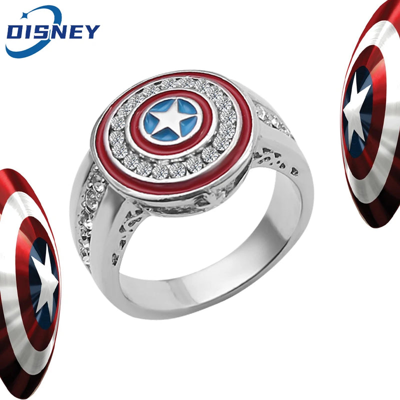 Superhero Captain America Shield Logo Rings The Avengers Captain America Vintage Jewelry Rings for Mravel Fans Gifts - Otaj Gifts