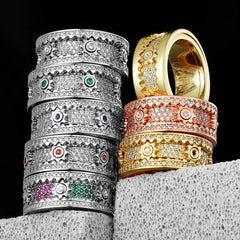 Stainless Steele Fidget Spinner Gemstone Gear Rings for Men or Women - Otaj Gifts