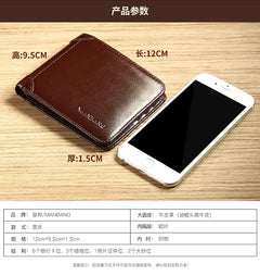 【Genuine Cowhide Leather】ManBang Brand Hot Sale Men's Wallet Luxury Original Short Tri-Fold First Layer Cowhide Purse Business - Otaj Gifts