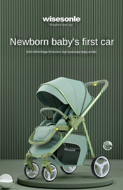 2 In 1 Portable Multifunctional Baby Stroller High Landscape Pram Carriage Basket Baby Carriage Baby Stroller 0 To 3 Years - Otaj Gifts