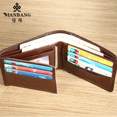 【Genuine Cowhide Leather】ManBang Brand Hot Sale Men's Wallet Luxury Original Short Tri-Fold First Layer Cowhide Purse Business - Otaj Gifts
