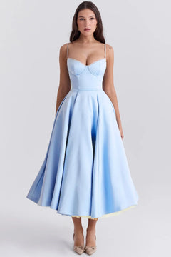 Summer Long Evening Dress Elegant Spaghetti Strap Corset Satin Prom Dress - Otaj Gifts