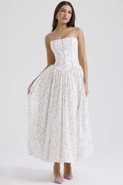 White Dress Women Halter Cotton Long Dress Lace Elegant Party Outfits - Otaj Gifts