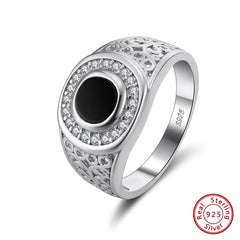 Handmade High Quality 925 Sterling Silver Men's Ring with Black Onyx CZ Gemstone - Otaj Gifts
