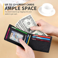 Men's Wallet Ultra Thin 11 Credit Card Slot Leather RFID Blocking Small Thin Bifold Wallet for Men - Otaj Gifts
