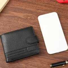 New Men Short Bifold PU Leather Male Hasp Wallet Credit ID Card Holder Men's Wallet Billfold Purse Clutch Men's Purses Money Bag - Otaj Gifts