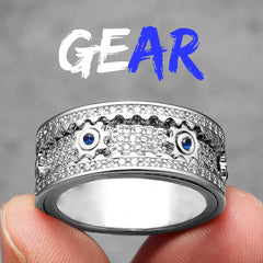 Stainless Steele Fidget Spinner Gemstone Gear Rings for Men or Women - Otaj Gifts