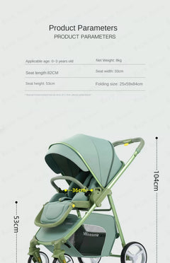 2 In 1 Portable Multifunctional Baby Stroller High Landscape Pram Carriage Basket Baby Carriage Baby Stroller 0 To 3 Years - Otaj Gifts