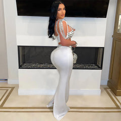 Rhinestone Dress 2 Piece Skirt Sets Elegant Luxury Long Dress 2024 Summer Clothes Sexy Club Outfit Crop Top Two Piece Skirt Sets - Otaj Gifts