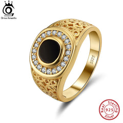 Handmade High Quality 925 Sterling Silver Men's Ring with Black Onyx CZ Gemstone - Otaj Gifts