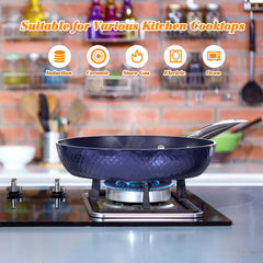 Frying Pan Sets Non Stick 3Pieces Blue 3D Diamond Cookware - Otaj Gifts