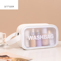 Pu Transparent Three Piece Makeup And Wash Bag Large Capacity - Otaj Gifts