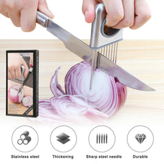 Onion Holder Slicer Vegetable tools Tomato Cutter Stainless Steel Kitchen Gadget - Otaj Gifts