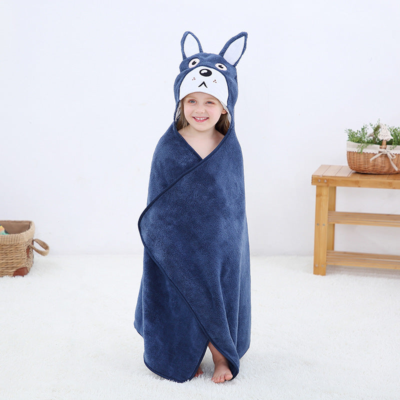 Coral Fleece Animal Cloak Absorbent Soft Bath Towel For Children - Otaj Gifts