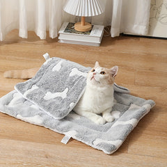 Self-Warming Cat Bed Mat Washable Dog Bed Crate Mat Soft Pet Sleeping Mat For Dogs And Cats Reversible Fleece Dog Crate Kennel Pad Cat Pet Bed - Otaj Gifts