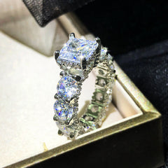 Gold Plated Square Zircon Diamond Ring Women's Wedding Bands - Otaj Gifts