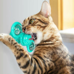New Windmill Cat Toys Cute Rotating Interactive Cat Toy - Indoor Windmill Cat Toy With Suction Cup Catnip & Jagged Teeth Middle Ball, Smart Kitten Rotating Spinner Exercise Toy, Toothbrush & Massager - Otaj Gifts