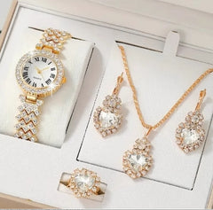 Fashion Watch Gift Suit Quartz Watch Necklace Bracelet Ring Stud Earrings - Otaj Gifts