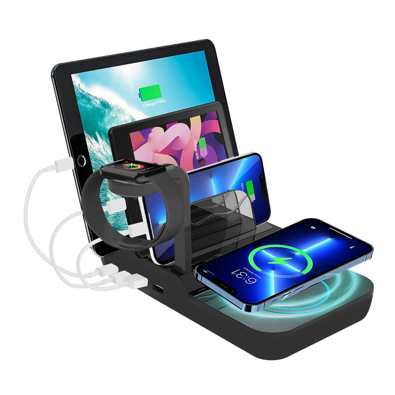 70W Charging Station For Multiple Devices, 5 In 1 Fast Charging Dock With 10W Max Wireless Charger And 4 Ports , 30W USB C PD Fast Charging For IPad, IPhone,Tablets,Kindle - Otaj Gifts
