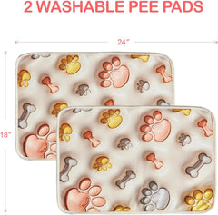 Qeils Reusable Puppy Pads, Washable Pee Pads For Dogs 2 Pcs 3D Printed Super Absorbent Leakproof Dog Training Pads, Non-Slip Potty Pads For Whelping, Incontinence, Playpen, Crate, Kennel - Otaj Gifts