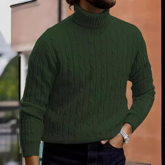 Men's Sweater Casual Retro Twisted Flower Turtleneck Knitting - Otaj Gifts