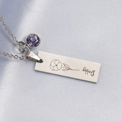 December Flower Birthday Stone Necklace Laser Birthday - Otaj Gifts