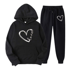 Spring And Autumn Hoodie With Drawstrings Loose Casual Print Love - Otaj Gifts