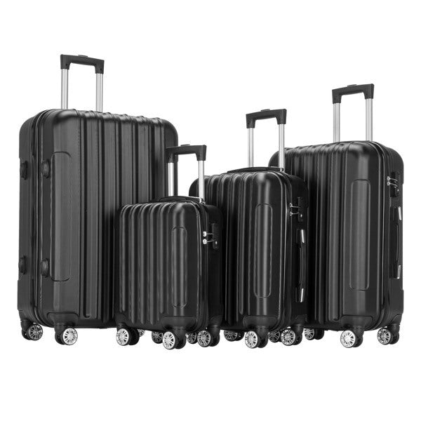 Vertical 4-in-1 Spinner Wheel With Handle Trolley Case 16in 20in 24in 28in ABS Aluminum Alloy Trolley Classic Color - Black - Otaj Gifts