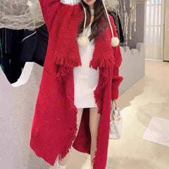 Long Alpaca Wool Sweater Coat, Women's Soft And Waxy Jacket,  Hand Knit Sweater Cardigan, Loose Korean Style, Knitwear, Womens Clothing - Otaj Gifts