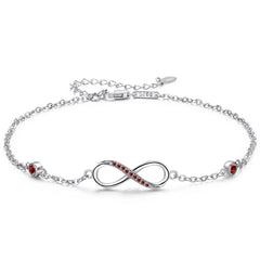 Sterling Silver Endless Love Symbol Anklet Charm Adjustable Chain Anklets For Women - Otaj Gifts