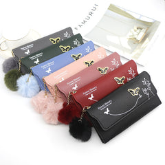 Fashion Ladies Long Hair Ball Bow Purse - Otaj Gifts