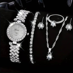 Fashion Watch Gift Suit Quartz Watch Necklace Bracelet Ring Stud Earrings - Otaj Gifts